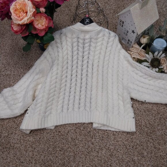 3374 Size Large Ciebon Beaded Pearl Sweater Cardigan - Picture 5 of 7